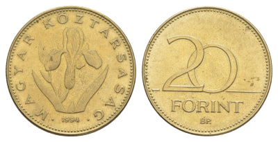 Венгрия 20 форинтов 1994 KM 696 никель латунь UNC 4633-1024