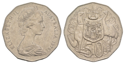 Австралия 50 центов 1976 Елизавета II (1952-2022), герб Австралии, кенгуру KM 68 медно-никель 4653-1122