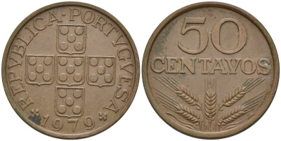 Португалия 50 сентаво 1979 KM 596 бронза 4575-231