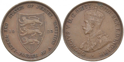 Джерси 1/24 шиллинга 1923 Георг V (1910-1936) KM 11 бронза 3996-653