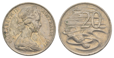 Австралия 20 центов 1977 Елизавета II (1952-2022), утконос KM 66 медно-никель 4381-453