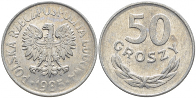 ПОЛЬША 50 ГРОШЕЙ 1985 MW KM 48.1 алюминий 4448-246