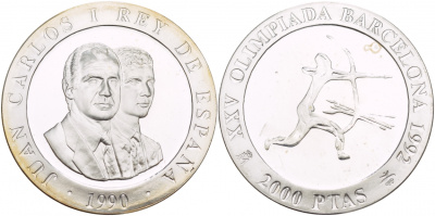Испания 2000 песет 1990 XXV летние Олимпийские игры 1992 года в Барселоне, стрельба из лука KM 861 серебро PROOF 1088-8-31