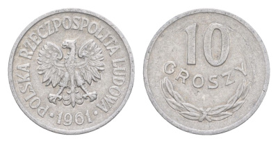Польша 10 грошей 1961 Y AA47 алюминий 4625-555