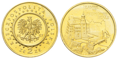 Польша 2 злотых 1997 MW, замок Пескова-Скала XIV век KM 331 нордик  UNC 270-812