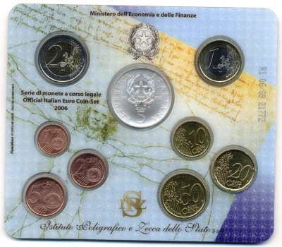 ИТАЛИЯ 9 МОНЕТ 2006 5 ЕВРО СЕРЕБРО РЕСПУБЛИКА Ш6