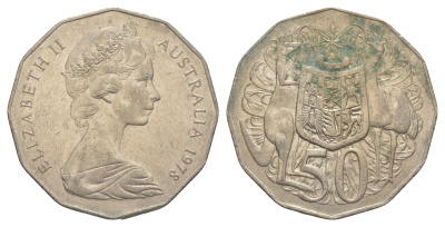 Австралия 50 центов 1978 Елизавета II (1952-2022), герб Австралии, кенгуру KM 68 медно-никель 4383-816