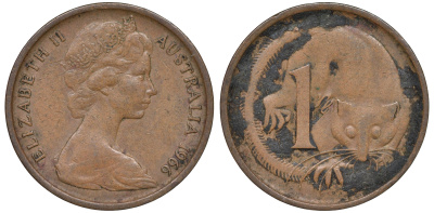 Австралия 1 цент 1966 Елизавета II (1952-2022), опоссум КМ 62 бронза 4609-1061