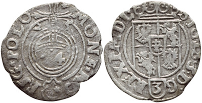 ПОЛЬША 1/24 ТАЛЕРА 1625 СИГИЗМУНД III (1587-1632) KM 15 серебро 3896-843