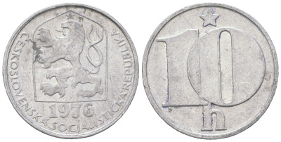 Чехословакия 10 геллеров 1976 KM 80 алюминий 192-556