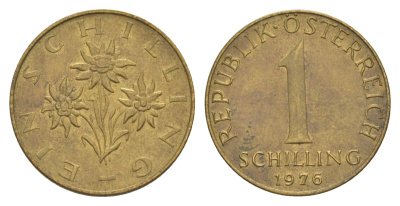 Австрия 1 шиллинг 1976 KM 2886 алюминиевая бронза 4633-935