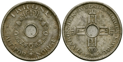 Норвегия 1 крона 1946 Хокон VII (1905 - 1957) KM 385 медно-никель 4582-551