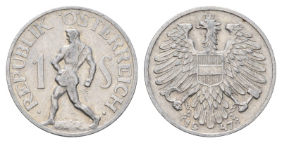 Австрия 1 шиллинг 1947 KM 2871 алюминий 4671-557