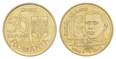 Румыния 50 бань (бани) 2010 100 лет первому полету Аурела Влайка UNC KM 259 никель латунь 4635-152