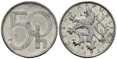 Чехия 50 геллеров 1997 KM 3 алюминий 4136-951