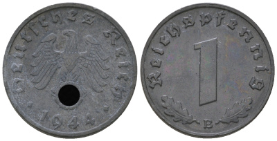 Германия 1 рейхспфенниг 1944 B KM 97, J. 369 цинк    4668-1137