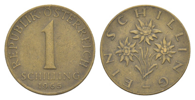 Австрия 1 шиллинг 1965 KM 2886 алюминиевая бронза 4561-117