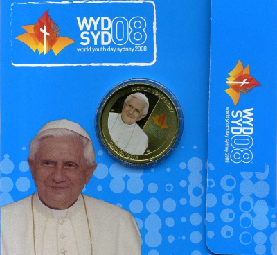 Австралия 1 доллар 2008 папа римский, эмаль алюминиевая бронза UNC 4-5-1-5