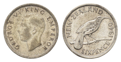Новая Зеландия 6 пенсов 1940 Георг VI (1936-1952) KM 8 серебро 4659-939