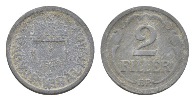 Венгрия 2 филлера 1943 BP KM 519 цинк 4665-516