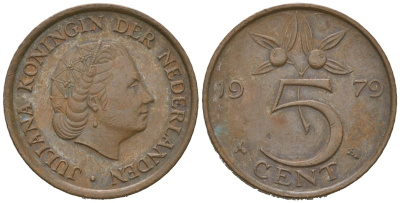 Нидерланды 5 центов 1979 Юлиана (1948-1980) KM 181 бронза 4621-612