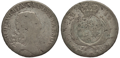 Польша 1/3 талера 1812 I.B.Фридрих Август I (1807-1814), король Саксонии KM 86 серебро    441-332