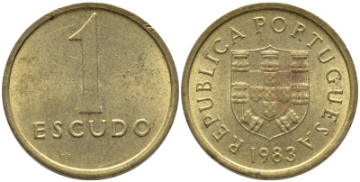 ПОРТУГАЛИЯ 1 ЭСКУДО 1983 KM 614 никель латунь 99-1155