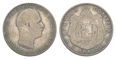 Греция, Крит 1 драхма 1901 Георг I (1863-1913) KM 7 серебро 443-732