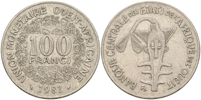 Западная Африка (BCEAO) 100 франков 2002 KM 4 никель 4364-2752