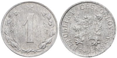 Чехословакия 1 геллер 1954 KM 35 алюминий 4152-625
