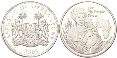 Сьерра-Леоне 1 доллар 2005 Пусть мой народ растет медно-никель BU 4368-1212