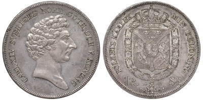 Швеция 1 риксдалер специе 1841 AG, Карл XIV Юхан (1818-1844) KM 632 серебро 10-017-53