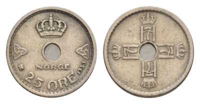 Норвегия 25 эре 1939 Хокон VII (1905-1957) KM 384 медно-никель 4632-1219