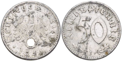 ГЕРМАНИЯ 50 РЕЙХСПФЕННИГОВ 1941 J KM 96, J. 372 алюминий 212-735