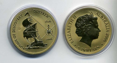 АВСТРАЛИЯ 5 ДОЛЛАРОВ 2006 400 ЛЕТ ОТКРЫТИЯ КОРАБЛЬ Ш3