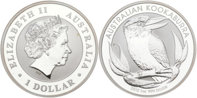 Австралия 1 доллар 2012 кукабара KM NEW серебро PROOF 00-000-00