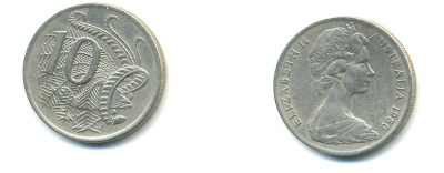 Австралия 10 центов 1980 Елизавета II (1952-), птица лирахвост KM 65 медно-никель 47-516