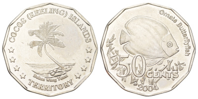 Кокосовые острова 50 центов 2004 X 14 медно-никель BU 4583-813