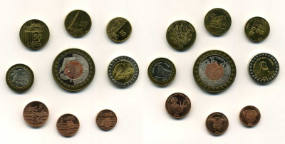 ШВЕЙЦАРИЯ ЕВРОНАБОР ИЗ 9 МОНЕТ (С 5 ЕВРО) ND PROBA, ПРОБНИКИ PROOF 4-2-8