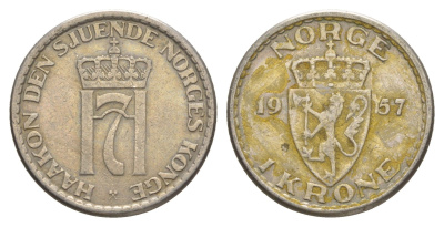 Норвегия 1 крона 1957 Хокон VII (1905-1957) KM 397 медно-никель 4638-1042