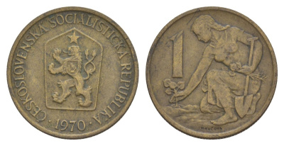 Чехословакия 1 крона 1970 KM 50 алюминиевая бронза 4633-653