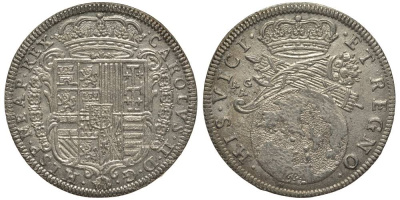 Неаполь и Сицилия тари (2 карлини) 1684 Карл II Испанский серебро aUNC 00-821-79