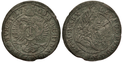 Австрия 1 крейцер 1700 СВ, Леопольд (1657-1705), BRIEG, дом Габсбургов, вес 0,62 гр. Herinek 1807 серебро 1516-714