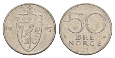 Норвегия 50 эре 1985 Улаф V (1957-1991) KM 418 медно-никель 4635-511