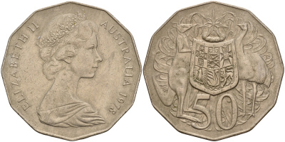 Австралия 50 центов 1978 Елизавета II (1952-2022), герб, кенгуру KM 68 медно-никель    4157-935