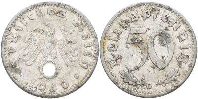 ГЕРМАНИЯ 50 РЕЙХСПФЕННИГОВ 1940 G KM 96, J. 372 алюминий 4182-723