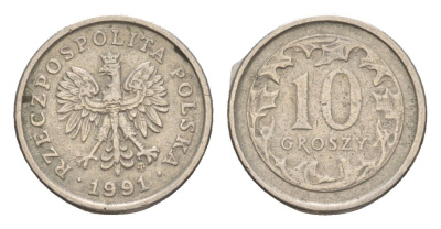 Польша 10 грошей 1991 Y 279 медно-никель 4381-719