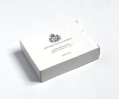 Сан-Марино набор 5 и 10 евро 2003 Олимпийские игры в Афинах 2004, виды спорта, в оригинальной коробке, с сертификатом KM 453, 454 серебро PROOF 6-5-1-02