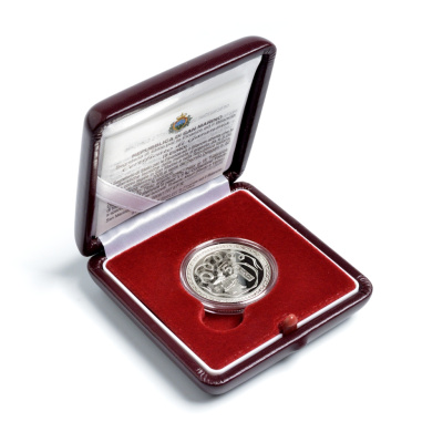 Сан-Марино 5 евро 2008 Олимпиада в Пекине, танец с лентами, в коробке с сертификатом KM 513 серебро PROOF 2-5-2-11