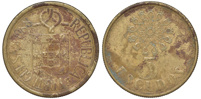 Португалия 5 эскудо 1988 KM 632 никель латунь 4142-1126